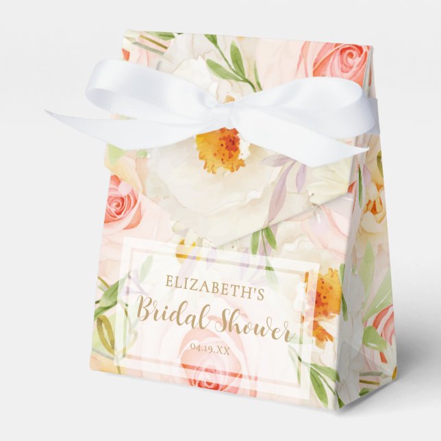 Chic Garden Flowers Bridal Shower Favor Box (Front Side)