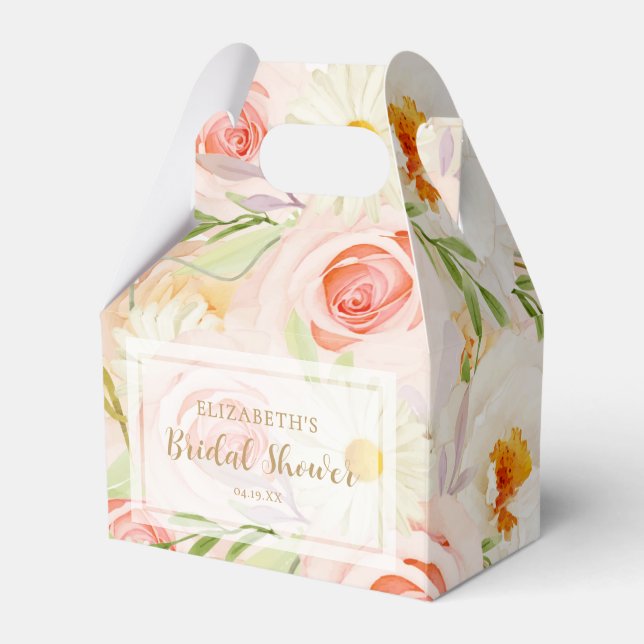Chic Garden Flowers Bridal Shower Favor Box (Front Side)