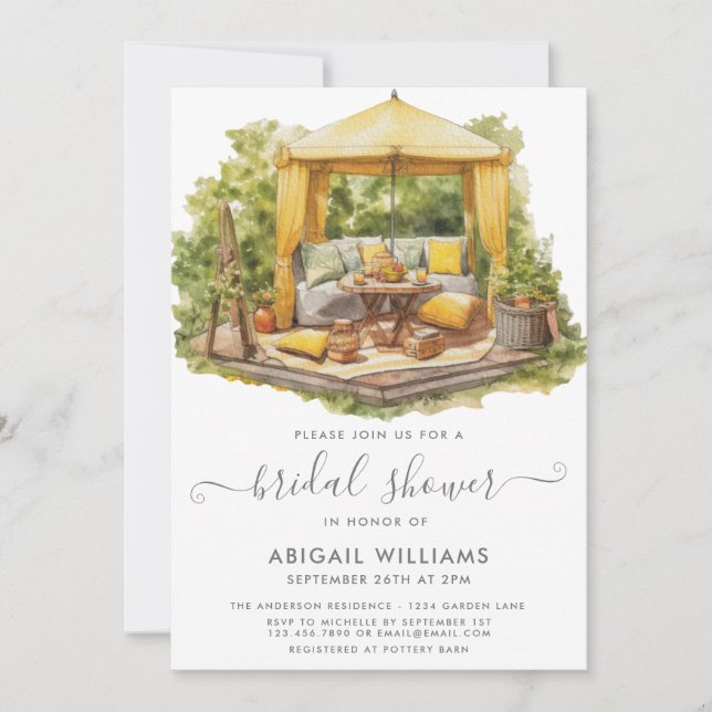 Chic Garden Party Lemon Citrus Bridal Shower Invitation (Front)