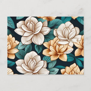 Chic Gardenia Flower and Leaves Postcard