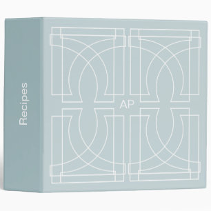 Chic Geometric Art Deco Pattern Monogrammed Binder
