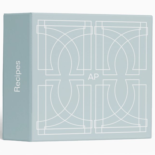 Chic Geometric Art Deco Pattern Monogrammed Binder (Front/Spine)