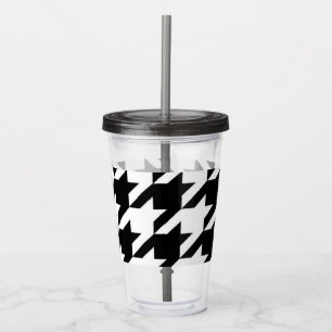 chic geometric black and white houndstooth pattern acrylic tumbler