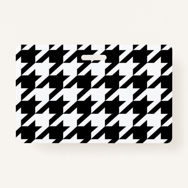 chic geometric black and white houndstooth pattern badge (Front)