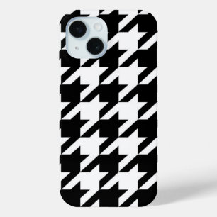 chic geometric black and white houndstooth pattern iPhone 15 case