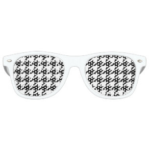 chic geometric black and white houndstooth pattern retro sunglasses