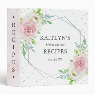 Chic Geometric Floral Bridal Shower Recipe Binder