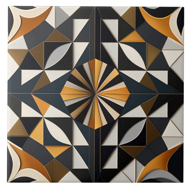 Chic Geometric Patterned Ceramic Tiles (Front)