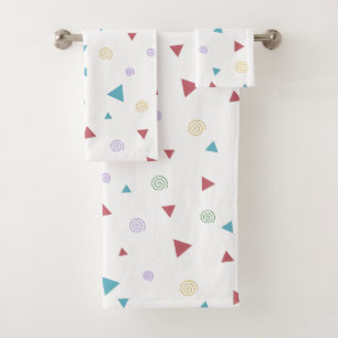 Chic Geometric Triangle and Swirls Bath Towel Set