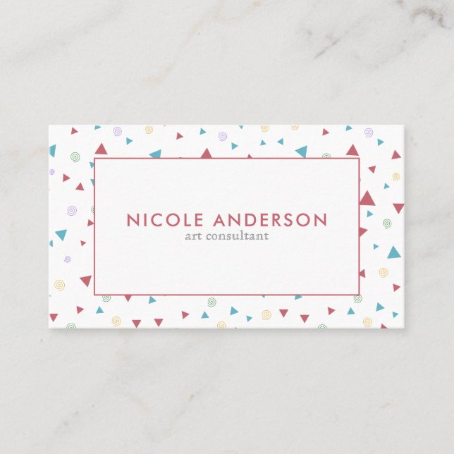 Chic Geometric Triangle and Swirls Business Card (Front)