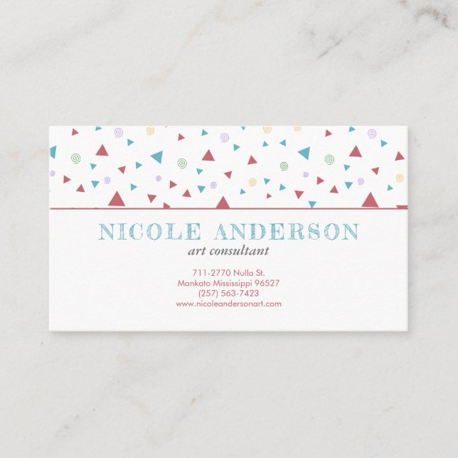 Chic Geometric Triangle and Swirls Business Card (Front)