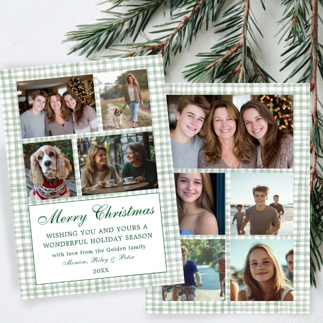 Chic Gingham Christmas Custom 9 Photo Collage Holiday Card (Chic Gingham Christmas Custom 9 Photo Collage Holiday Card
)