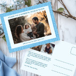 Chic Gingham Hanukkah Christmas Custom 3 Photo  Holiday Postcard<br><div class="desc">Perfect cute postcard for a fun holiday greeting! Hand made art for you! FULLY CUSTOMIZABLE! Click on “Personalize” above to edit the text on the front and back and add your own photos to the front and back. Click "edit using design tool" to adjust the fonts, colours and placements. (check...</div>