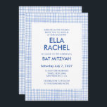 Chic Gingham Modern Custom QR CODE Bat Bar Mitzvah Invitation<br><div class="desc">Perfect card to announce a bat mitzvah, bar mitzvah or other Jewish celebration! Hand made gingham pattern for you! FULLY CUSTOMIZABLE! Click on “Personalize” above to edit the text and add your link to the qr code. Click "edit using design tool" to adjust the fonts, colors and placements and to...</div>