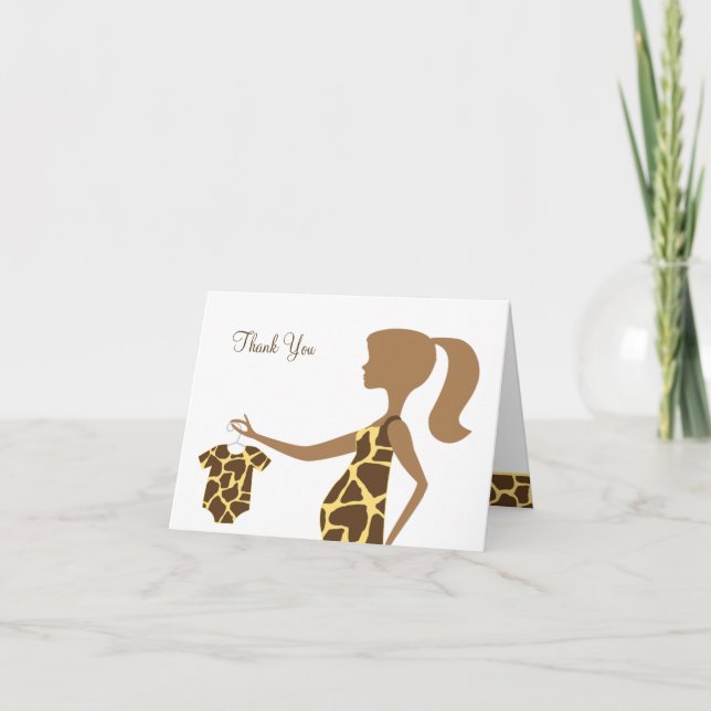 Chic Giraffe Print Baby Note Cards (Front)