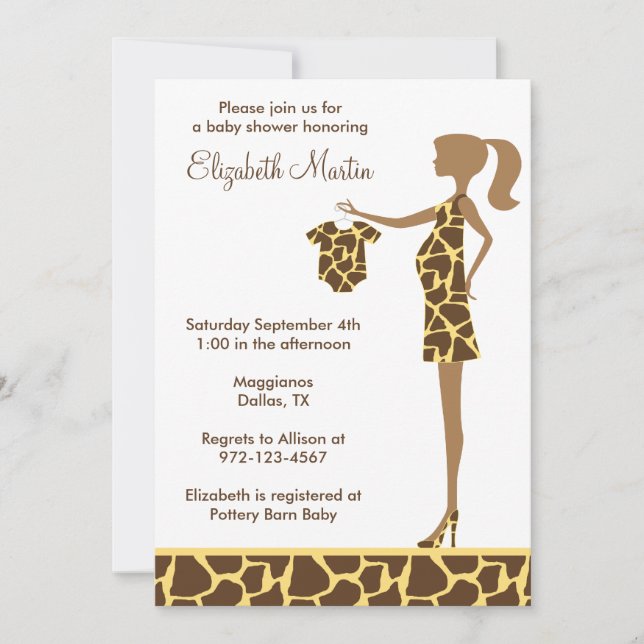 Chic Giraffe Print Baby Shower Invitation (Front)