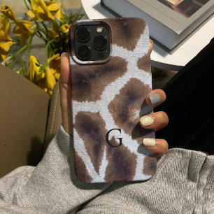 Chic Giraffe Safari Pattern / Custom Monogram  iPhone 15 Pro Max Case