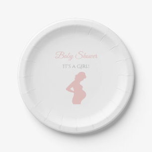 Chic Girl Baby Shower Pregnant Woman Baby Bump Paper Plate