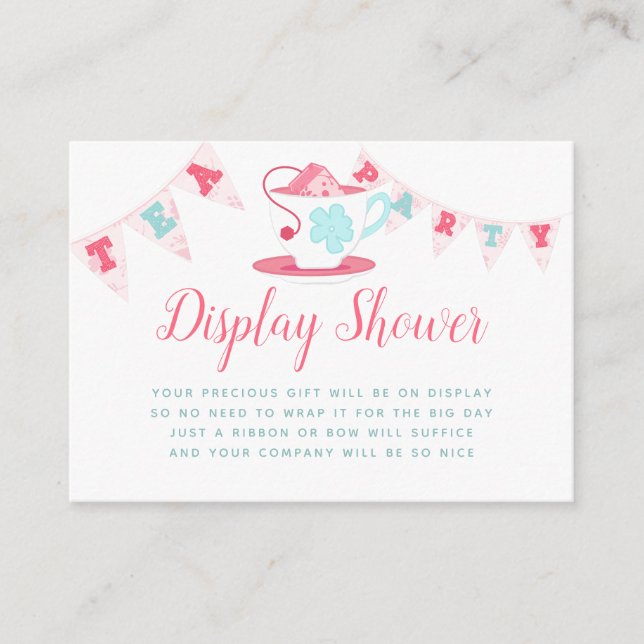 Chic Girl Baby Shower Tea Party Display Shower Enclosure Card (Front)