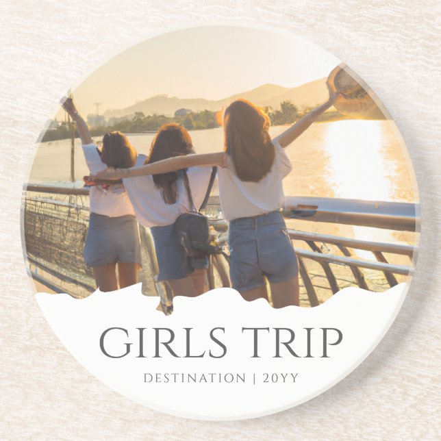 Chic Girls Trip | Girls weekend Photo Coaster (Front)