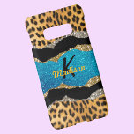 Chic girly animal print turquoise glitter monogram samsung galaxy case<br><div class="desc">Pretty chic and elegant girly faux glitter bling in teal turquoise with trendy animal print pattern to create a special unique stylish case to protect your device. Beautiful, modern and cool cover for the trend-savvy and art-loving hip trendsetter. This stylish sophisticated design would be great for girls who enjoy wearing...</div>