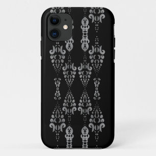 Chic Girly Black and White Ornamental Pattern iPhone 11 Case