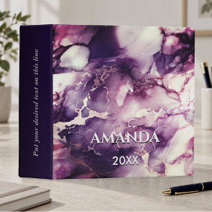 chic girly faux glitter marble art monogram binder