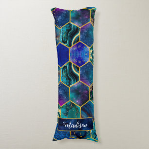 Chic girly faux Glitter Turquoise blue geometric Body Pillow