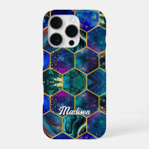 Chic girly faux Glitter Turquoise blue geometric iPhone 16 Pro Case
