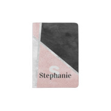 Chic girly geometry silver and pink with name