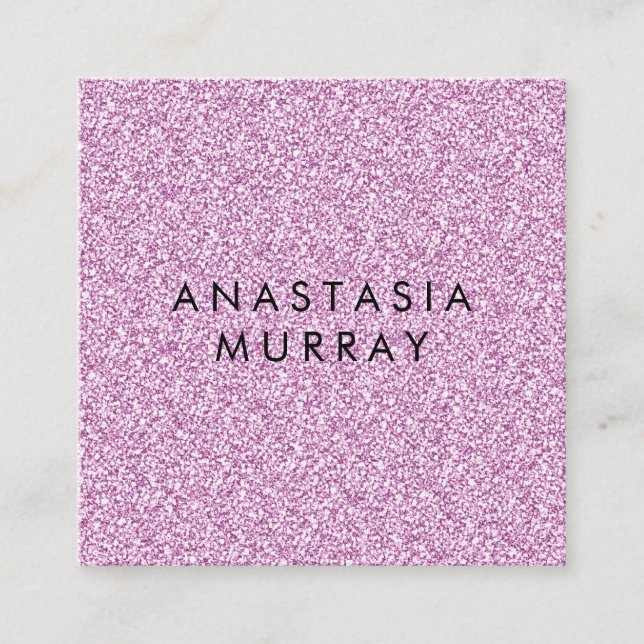 Chic, Girly & Glam Lilac Purple Glitter Sparkles Square Business Card (Front)