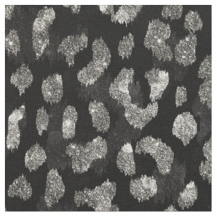 Chic girly glitter black cheetah print pattern fabric