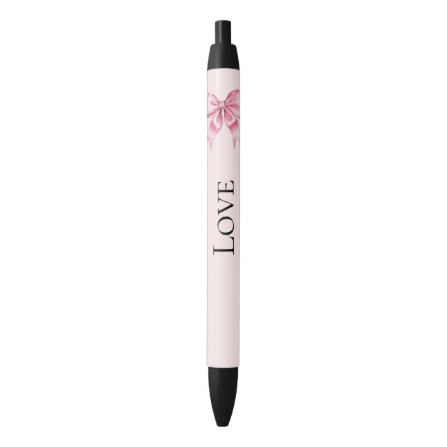 Chic Girly Pink Bow Black Ink Pen (Front Vertical)