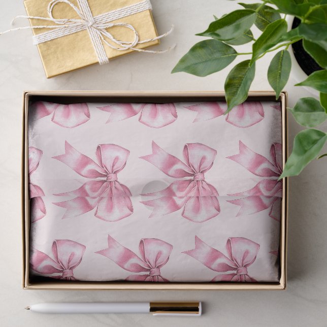 Chic Girly Pink Bows Birthday Tissue Paper (Gift)