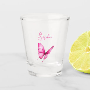 Chic Girly Pink Butterfly Shot Glass