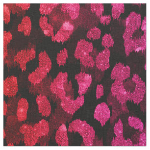 Chic girly pink glitter cheetah print pattern fabric