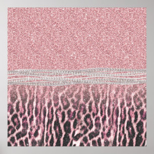 Chic Girly Pink Leopard animal print Glitter Image