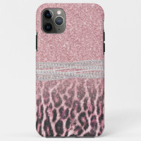 Chic Girly Pink Leopard animal print Glitter Image