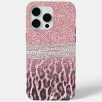 Chic Girly Pink Leopard animal print Glitter Image