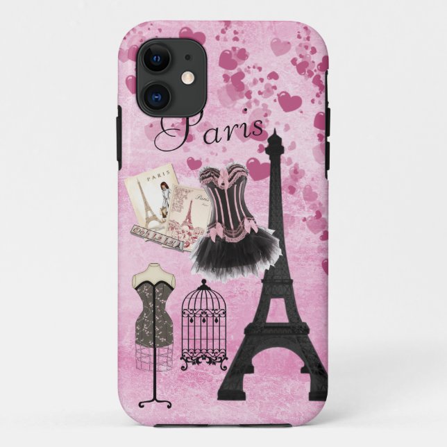 Chic Girly Pink Paris Fashion Case-Mate iPhone Case (Back)