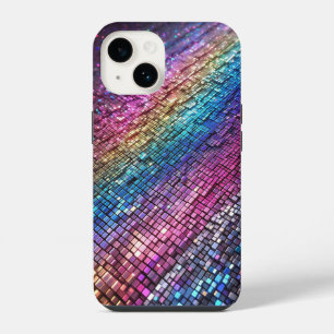 Chic Girly Pink Rainbow Glitter Ombre Personalized iPhone 14 Case