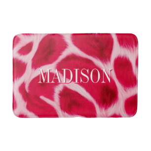 Chic Girly Pink Red Leopard Animal Print Custom Bath Mat