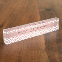 Chic Girly Pink Rose Gold Chevron Monogrammed
