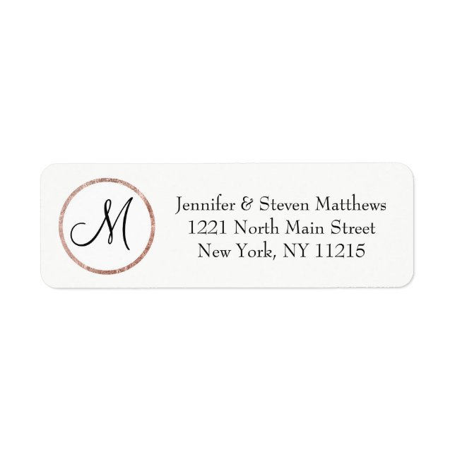 Chic Girly Pink Rose Gold Circle Monogram (Front)