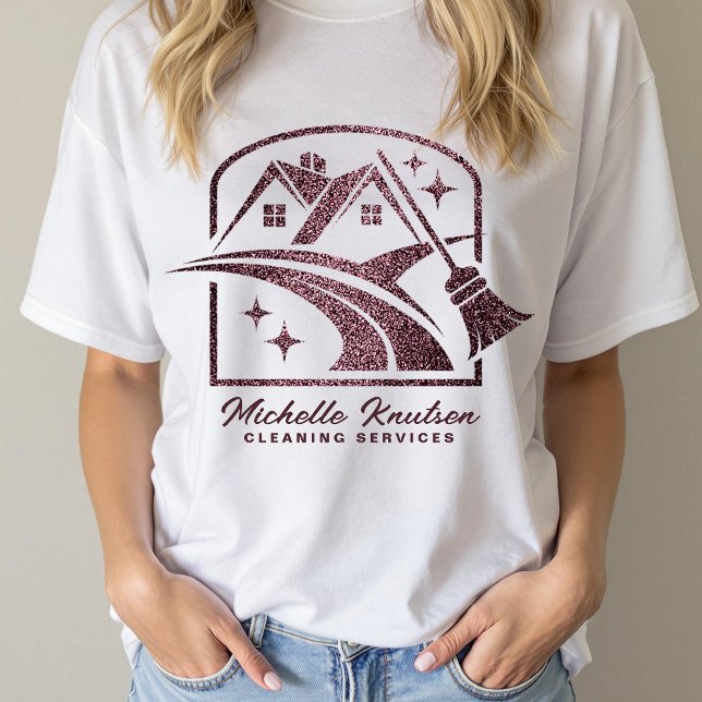 Chic girly Purple Glitter House Cleaning Service T-Shirt (Creator Uploaded)