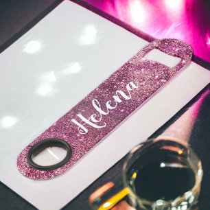 Chic girly purple nebula glitter sparkles monogram bar key