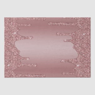 Chic Girly Rose Gold Sparkle Glitter Drips Tissue Paper