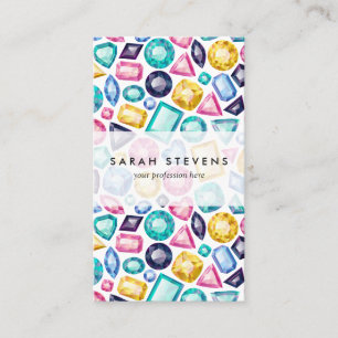 Chic Girly Shiny Diamond Gemstones Business Card