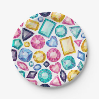 Chic Girly Shiny Diamond Gemstones Paper Plate
