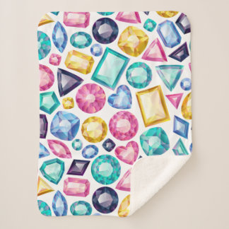 Chic Girly Shiny Diamond Gemstones Sherpa Blanket